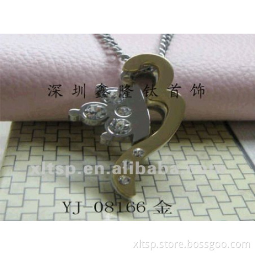 TC5 316L Stainless Steel Crystal Gold Half Heart Pendant